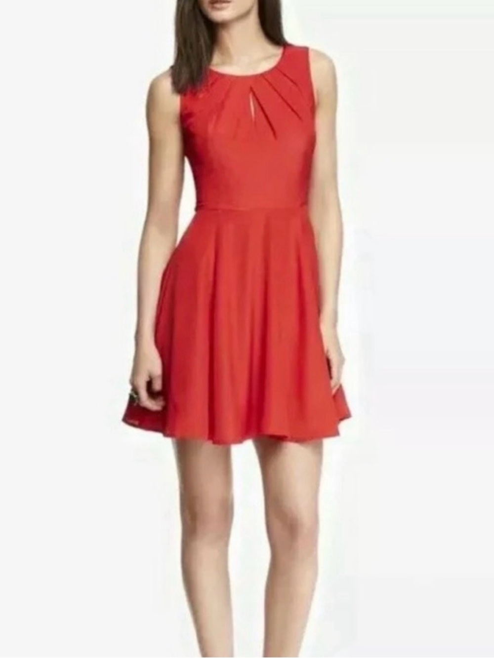 Express Red Fit-and-Flare Dress